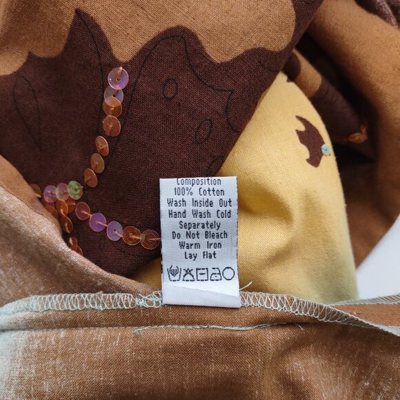 Lapis Full Circle Skirt Boho Sequin Travel Scene Coquette Retro Size Large - Picture 9 of 9